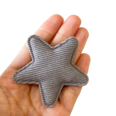 Aplique Estrela Grande Veludo Cotelê Cinza 