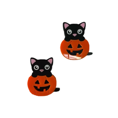 Aplique Gatinho na Abóbora Halloween Acrílico - 2 unidades