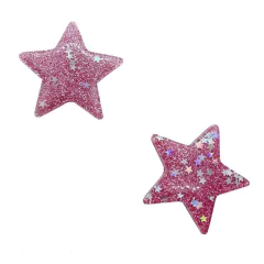 Aplique Estrela Rosa Brilho com Estrelinhas