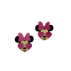 Aplique Minnie Óculos Coração Rosa Glitter Acrílico - 2 unidades