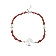 pulsera plata 17 a 20cm roja arbol perla (cod 21625) en internet