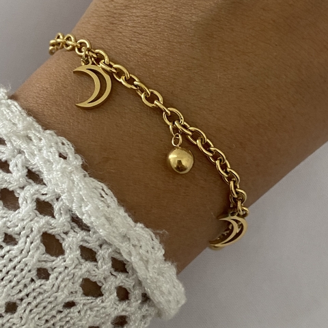 Pulsera acero dorado 19cm LUNA (cod 16572)