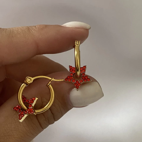 Argollas Acero Dorado 14mm par estrella (cod 22107) - comprar online