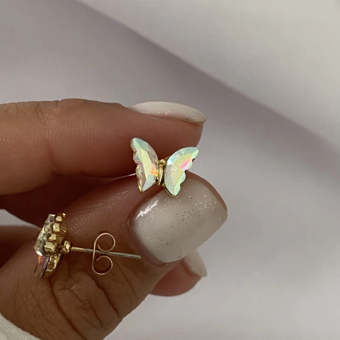 Aros acero dorado par mariposa (cod 21988) - comprar online