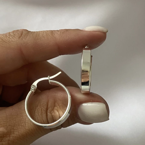 Argollas Acero Blanco 21mm par (cod 22106) - comprar online