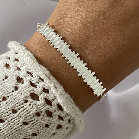 Pulsera acero blanco 17 a 20cm (cod 19982)