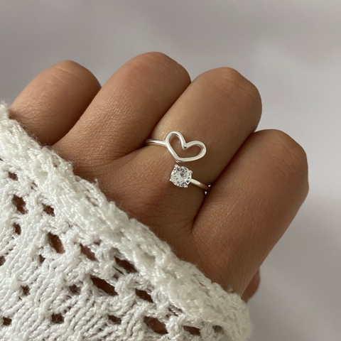 Anillo Plata cubic corazon (cod 20406) - comprar online