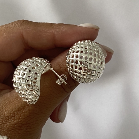 Semi Argollas Acero Blanco par (cod 18902)