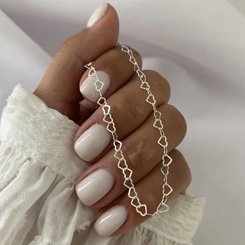 Cadena Plata 40cm corazón (cod 21984)