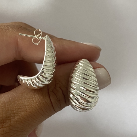 Semi Argollas Acero Blanco (cod 18901)