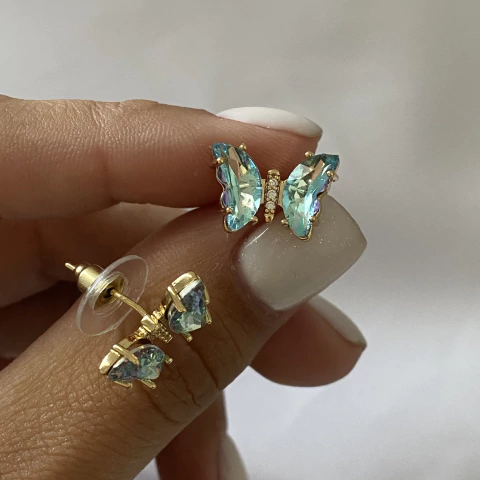 Aros acero dorado par MARIPOSA (cod 19834)