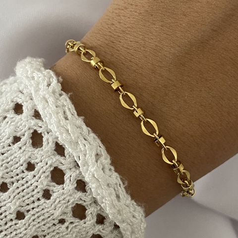 Pulsera acero dorado 19cm (cod 16522)