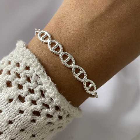 Pulsera acero blanco 18 a 21cm (cod 19996)