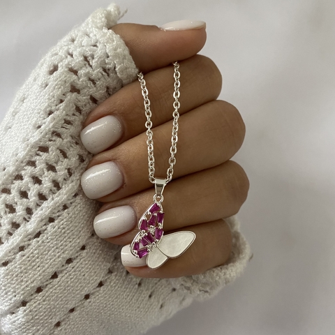 Conjunto acero blanco 45cm mariposa (cod 20871)