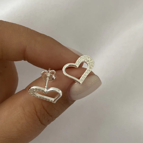 Aros Plata par corazón (Cod 20959)