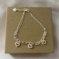 Pulsera Plata 17 a 20cm corazon micropave (cod 20989) en internet