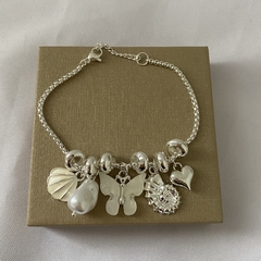 Pulsera acero blanco 18 a 22cm mariposa caracol (cod 21813) - comprar online
