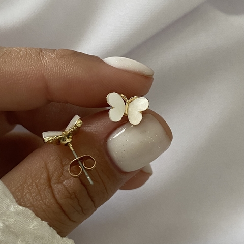 Aros acero dorado par mariposa (cod 22042)