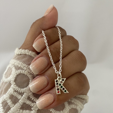 Conjunto acero blanco 45 cm INICIAL LETRA "K" (Cod 9953)