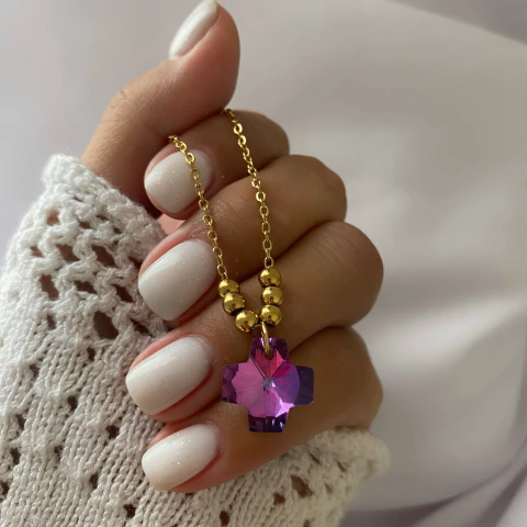 Conjunto acero dorado 45cm CRUZ (cod 19883) - comprar online