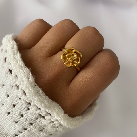 Anillo acero dorado ROSA (cod 19429) - comprar online