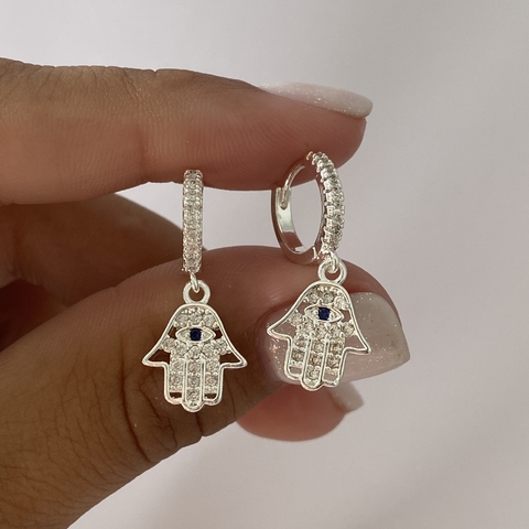 argollas acero blanco 12mm par MANO FATIMA (cod 13740)