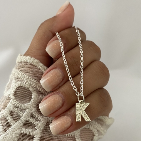 Conjunto acero blanco 45 cm INICIAL LETRA "K" (Cod 9704)
