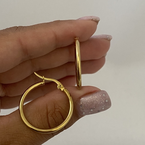 Argollas Acero Dorado 25 mm Par LISA (cod 12867)