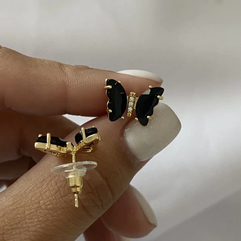 Aros acero dorado par MARIPOSA (cod 19835)