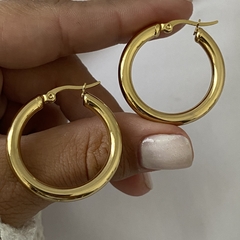 Argollas acero dorado 30mm Par (Cod 15336)