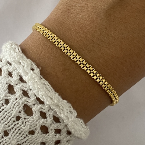 Pulsera acero dorado 19cm (Cod 16549)