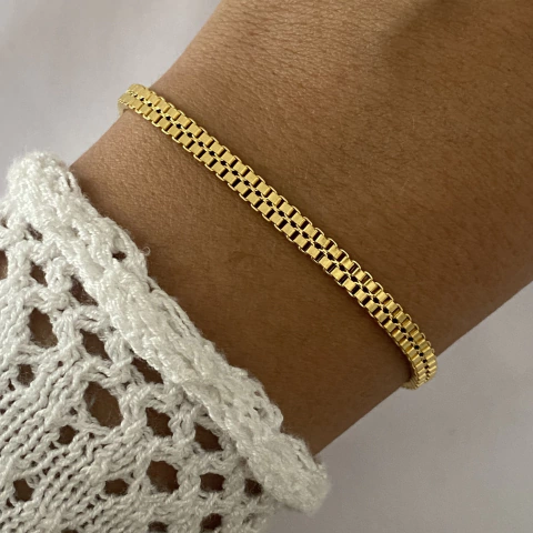 Pulsera acero dorado 19cm (Cod 16549)