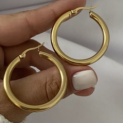 Argollas acero dorado 34mm Par (cod 15519)