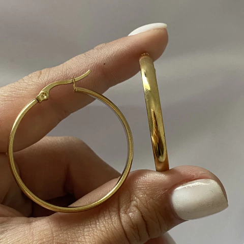 Argollas acero dorado 35mm par (cod 20445)