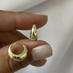 Argollas Plata gold 12mm par (Cod 15544)