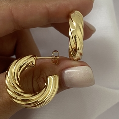 Semi Argollas Acero Dorado par (cod 17280)