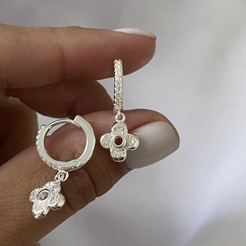 Argollas Plata 14mm par TREBOL (cod 20224)