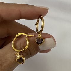 Argollas acero dorado 14mm par (cod 16077)