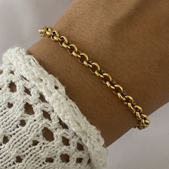 Pulseras Acero Dorado 19cm (cod 16559)