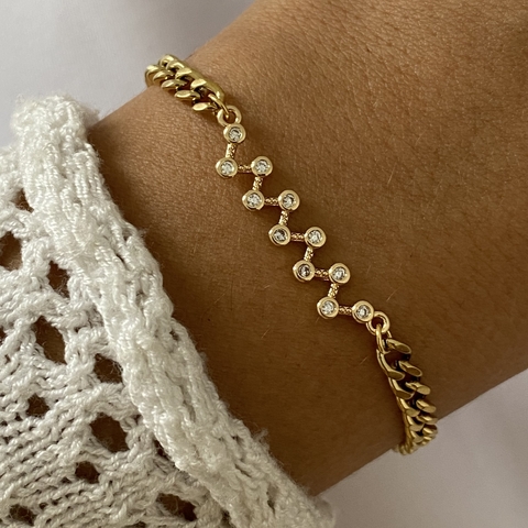 Pulsera Acero Dorado 18cm (cod 17321)