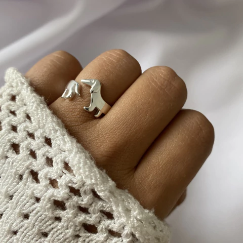 Anillo Plata perro salchicha (cod 19621) - comprar online