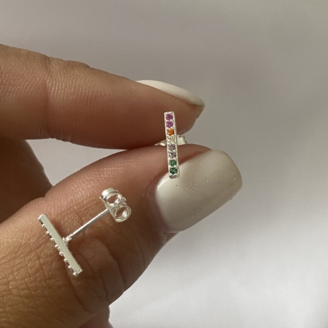 Aros Acero Blanco par color (cod 19701)