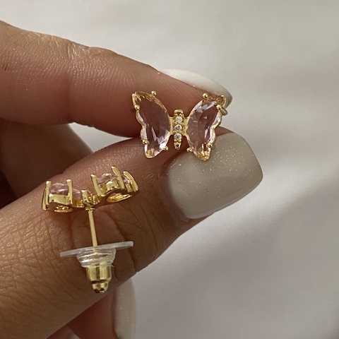 Aros acero dorado par MARIPOSA (cod 19900)