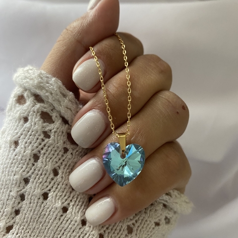 Conjunto acero dorado 40 a 45cm CORAZON (cod 19903)