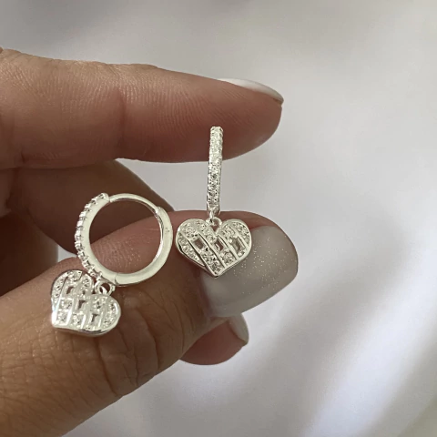 Argollas Plata 12mm Par CORAZON (cod 20221)