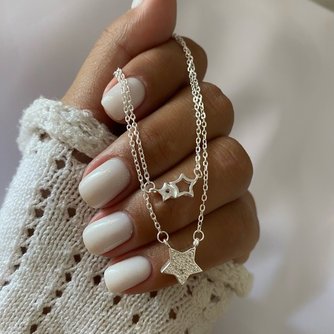 Conjunto Plata 42 a 45cm DOBLE ESTRELLA (cod 19286) - comprar online
