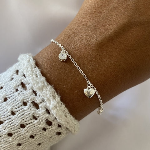 Pulsera Plata 17 a 20cm CORAZON (cod 19272)