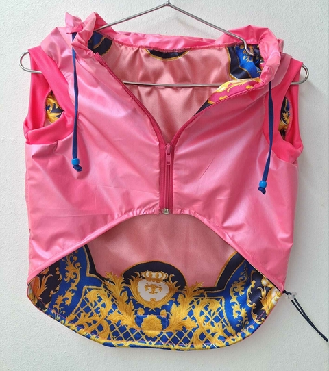 Jaqueta corta vento forrada rosa neon