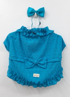 Vestido rendado azul turquesa