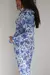 Pijama camisero modal flores celestes - tienda online
